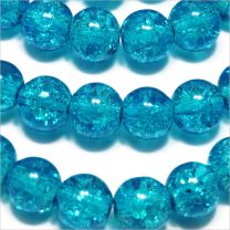 Perles Craquelées en Verre 8mm Bleu Aquamarine