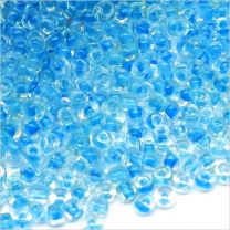 Perles de Rocailles en Verre 2mm Transparent Centre Bleu 