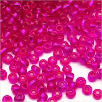 Perles de Rocailles en Verre Trous Argenté 4mm Rouge-Fuchsia