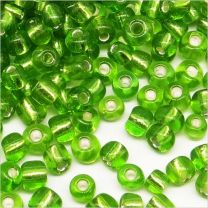 Perles de Rocailles en Verre Trous Argenté 4mm Vert-Jaune