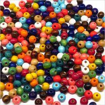 Lot de Perles en Bois 6mm Mélange assorti Marron - Blanc