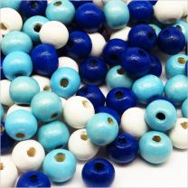 Lot de Perles en Bois 8mm Mélange Bleu