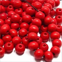 Perles Rondes en Bois 8mm Rouge