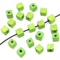 Perles Cubes en Bois 8mm Vert Anis 