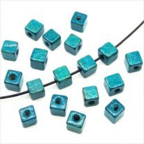 Perles Cubes en Bois 8mm Bleu Turquoise