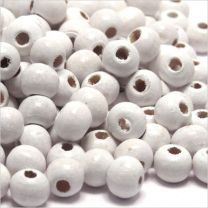 Perles Blanches en Bois 6mm 