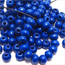 Perles Ronde en Bois 6mm Bleu 