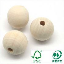 Perles Boules en Bois BRUT d’Erable FSC 20mm - Lot de 20 pcs