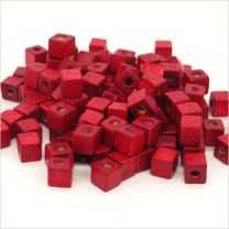 Perles Cubes en Bois 6mm Rouge bordeaux