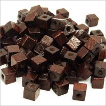 Perles Cubes en Bois 6mm Marron foncé