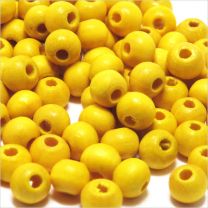 Perles Ronde en Bois 6mm Jaune 