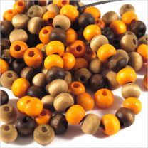 Lot de Perles en Bois 6mm Mélange assorti Marron - Orange