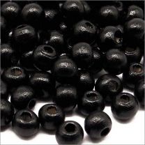 Perles Ronde en Bois d'érable 6mm Noir