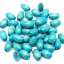 Perles Ovales en Bois Turquoise