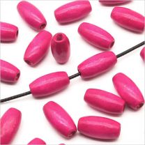 Perles Ovales en Bois Rose Fuchsia