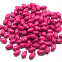 Perles Ovales en Bois 8x5mm Rose Fuchsia