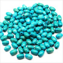 Perles Ovales en Bois 8x5mm Bleu Turquoise