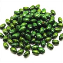 Perles Ovales en Bois 8x5mm Vert Foncé