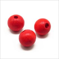 Perles Rondes en Bois 12mm Rouge