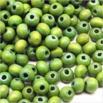 Perles Ronde en Bois 6mm Vert-Jaune