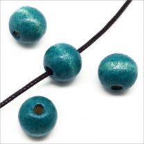 Perles en Bois 10mm Bleu canard