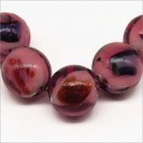 Perles Rondes artisanales en verre Lampwork Style Murano Améthyste 12mm