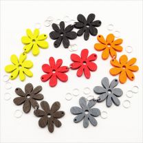 Perles Fleurs en Bois Coloré + Anneaux