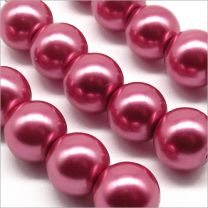 Perles Nacrées en Verre 10mm Rose Vif