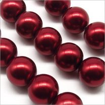 Perles Nacrées en Verre 10mm Rouge Bordeaux