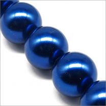 Perles Nacrées en Verre 14mm Bleu