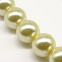 Perles Nacrées en Verre 14mm Ecru