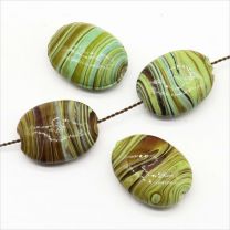 Perles Artisanales en Verre Lampwork Ovales Plates 25x18mm Améthyste