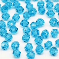 Perles Tchèque Toupies en Cristal 4mm Aquamarine