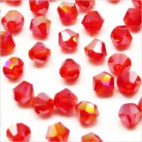 Perles Tchèques Toupies en Cristal 4mm Rouge Siam AB