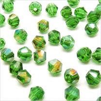 Perles Tchèque Toupies en Cristal 4mm Vert AB