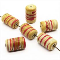 Perles en Verre Artisanales Lampwork Tube Feuille d'Or Bleu